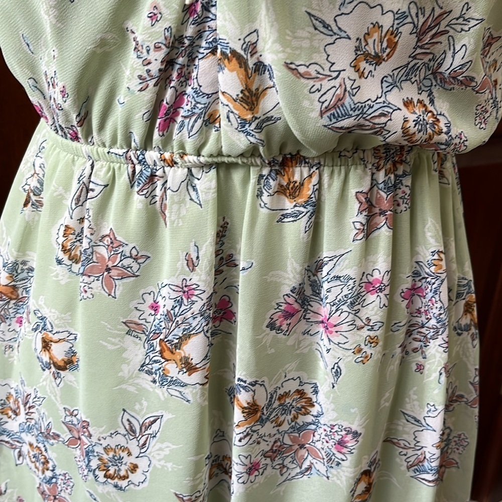 As U Wish  Sheer Overlay V-neck cap sleeve dress  mini to Maxi  Sage NWOT Size S - Picture 5 of 16